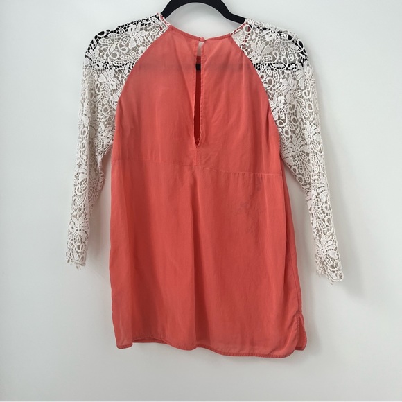 Club Monaco orange peach white lace silk top S - Picture 3 of 5